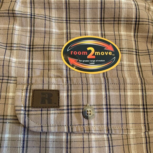 Wrangler Riggs Workwear Shirt Men's XL Tan Plaid Long Sleeve - Picture 14 of 14